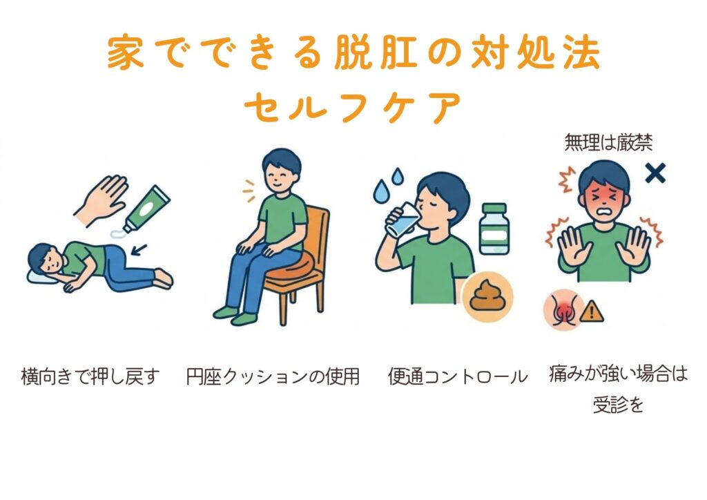 脱肛のセルフケアを示すピクトグラム